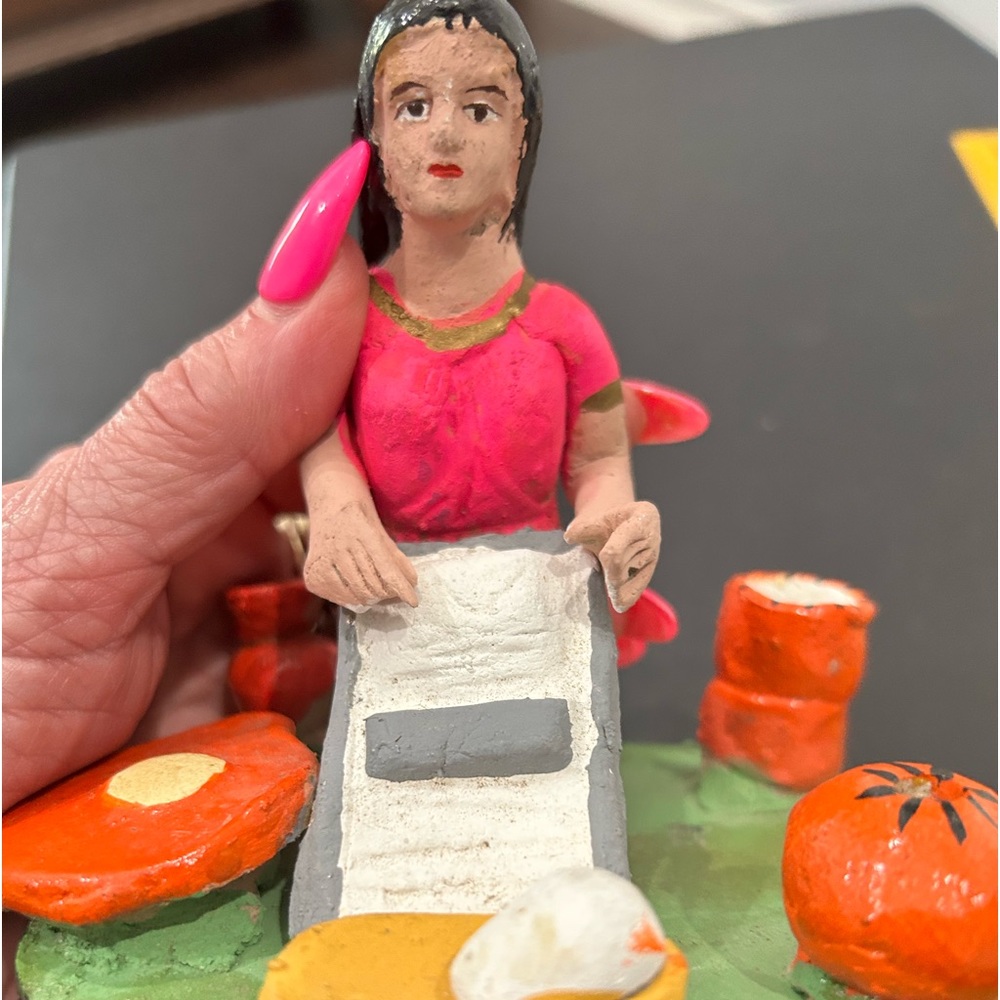 Mexican Clay Doll making tortillas.